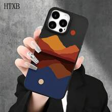 Funda protectora para phone (1 unidad) con diseño de montañas azules y rojas y orificios grandes. Compatible con phone 16 Pro Max, 16, 15 Pro. 14, 14 Plus/14 Pro Max, 13, 13 Pro, 12 Pro, 11/11 Pro (Serie Pro). Regalos para cumpleaños y festividades. - Blanco - Ver 3