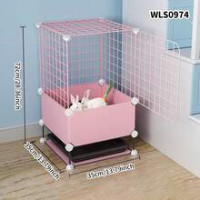 Indoor Small Pet Cage With Tray, Rabbit Hutch With Litter Box, Suitable For Kittens - Multicolor - View 2
