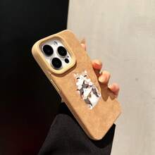 Funda para phone 16 Pro Max, 16 Plus, 15 Pro, 14, 13, 12 y 11. Diseño sencillo de piel sintética con estampado de gatitos. Ideal para invierno y otoño. Resistente a caídas. - Marrón claro-1 - Ver 4