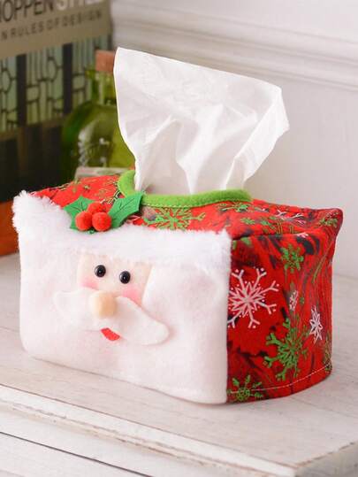 1pc Christmas Tissue Box Cover - Holiday Santa Claus & Snowman Canvas Decor, Suitable For Home And Party, Perfect For Kitchen And Dining Table, Creates Festive Atmosphere, Home Decor, Office Decor, Theme Party Decor, Christmas Decor, Winter Room Decor, Christmas Home Decor, Christmas Gift, Christmas Decoration
