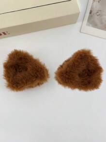 2个可爱毛绒猫耳发夹，女士侧刘海及碎发夹，发爪发饰，情人节发夹，发卡，发夹，发爪夹，秋冬度假装扮，女士情人节礼物