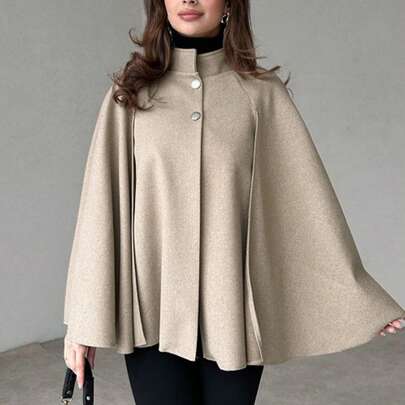 Cappotto in lana autunno/inverno da donna, design a mantella, cardigan minimalista retrÃ², elegante per lavoro e casual, adatto per tutti i giorni, pe