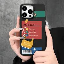 Funda protectora para phone con diseño de etiqueta de color y orificios grandes. Compatible con phone 16 Pro Max, 16, 15 Pro, 14, 14 Plus/14 Pro Max, 13, 13 Pro, 12 Pro, 11/11 Pro. Regalos para cumpleaños y fiestas. - Negro - Ver 3