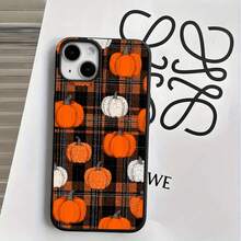 Funda protectora para teléfono con diseño de calabaza a rayas naranjas y negras, con orificios grandes, compatible con phone 16 Pro Max, 16, 15 Pro, 14, 14 Plus/14 Pro Max, 13, 13 Pro, 12 Pro, 11/11 Pro Series. Regalos para cumpleaños y fiestas - Blanco - Ver 4