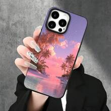 Fundas para phone con diseño de atardecer de ensueño y orificios grandes, estilo imitación. Compatibles con phone 16 Pro Max, 16, 15 Pro, 14, 14 Plus/14 Pro Max, 13, 13 Pro, 12 Pro y 11/11 Pro. Regalos para cumpleaños y fiestas - Negro - Ver 6