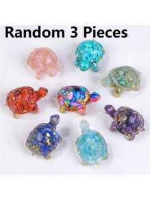 1/3/6pcs Multi-Color Crystal & Resin Sea Turtle Decorations - Healing Gemstone Pocket Decor, Suitable For Home Office Decoration