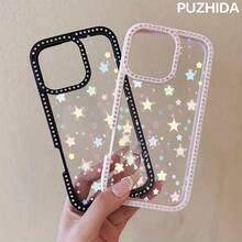 Fundas para teléfono con diseño colorido y borde brillante, 16 fundas ligeras y lujosas para teléfono, fundas protectoras, ya sea que las use usted mismo o como familia, amigos o colegas, puede ser una sorpresa deslumbrante y una opción para mostrar su gusto único. Compatible con 11/ 12/ 13/ 14/ 15/ 16 Plus/ 16 Pro/ 16 Pro, etc. - transparente esmerilado - Ver 2