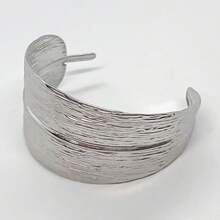 Exaggerated Leaf-Shaped 18K Stainless Steel Bracelet, Custom Size, Adjustable Oil Pressure - 銀色 - 查看 1