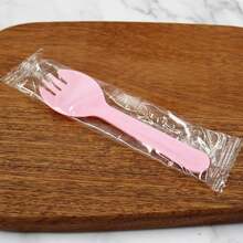100PCS Disposable Sporks, Individually Packaged Plastic Spork For Cakes, Desserts, Ice Cream, Bread, Heavy Weight Fork Spoon For Party, Wedding, Picnics, Buffet (Pink) - Hồng - Xem 1