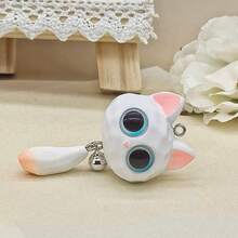 1pc Resin Big Eye Cat Head Keychain 3D Cat Doll Pendant Charm For Backpack, Exquisite Small Gift - Multicolor - View 7