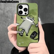 Funda para phone con diseño de mapache tumbado en la hierba verde, con orificios grandes, compatible con phone 16 Pro Max, 16, 15 Pro, 14, 14 Plus/14 Pro Max, 13, 13 Pro, 12 Pro, 11/11 Pro. Ideal para regalar en cumpleaños y fiestas. - Blanco - Ver 5