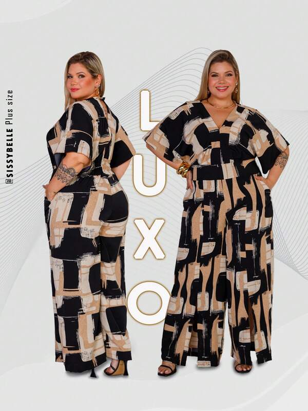MACACAO PLUS SIZE FEMININO MANGA MORCEGO  DECOTE V ELEGANTE