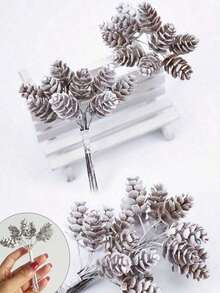 20/10pcs Christmas Pine Cone Bouquet, 3.94inch Artificial Pine Cones, DIY Wreath Hanging Decor, Christmas Tree Ornaments, Holiday Decorations, Home Decor, Christmas Decorations - Multicolor - View 1