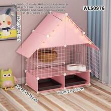 Indoor Small Pet Cage With Tray, Rabbit Hutch With Litter Box, Suitable For Kittens - Multicolor - View 4