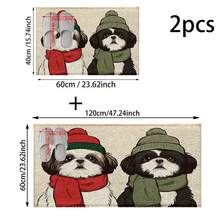 1set/1pc/2pcs Christmas Puppy Pattern Printed Cap Anti-Slip Door Mat, Super Fiber Anti-Slip Door Mat, Suitable For Holiday Party Decoration, Kitchen, Bathroom, Dining Room, Bedroom, Can Be Given As A Christmas Gift