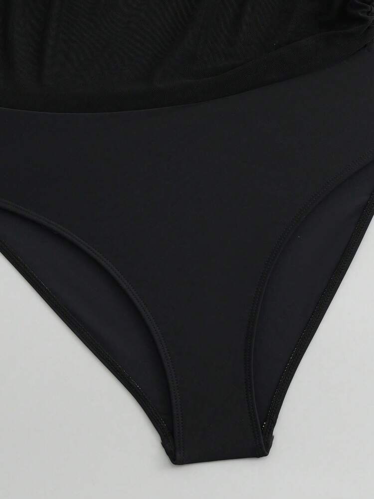 Ensemble de bikini 2025 avec jupe en maille, traversée des frontières vers l'Europe et l'Amérique, bikini moulant amincissant avec cordon de serrage à la taille pour le contrôle du ventre, maillot de bain pour les vacances à la plage, noir, été - Noir - Voir 11