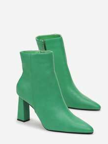 Geometrische Ankle Boots mit Kunstleder-Reißverschluss - Grün - Übersicht 4