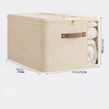 1 PIEZA Caja de almacenamiento de lino de Tianshan con cremallera de doble ventana, caja de almacenamiento de tela de uso doméstico, caja de almacenamiento grande - Beis - View 15