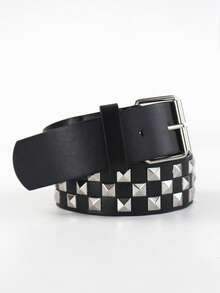 1 pieza Cinturón unisex de estilo punk, cinturón con patrón de tablero de ajedrez para jeans y pantalones cargo, adecuado para uso diario, estilo callejero y accesorios de otoño-invierno para campus, adecuado para adolescentes, jóvenes, hombres, casual, al aire libre, atlético, vacaciones, regalos de graduación, cumpleaños, uso diario - Multicolor - Ver 3