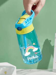 16oz/480ml Personalized Water Bottle For Kids, With Straw And Cap, Birthday/Back To School Supplies, Reusable, Suitable For Children, Boys, Girls And Teens, Great Gift Idea. 12oz/350ml Stainless Steel Water Bottle For Kids, With Silicone Straw, Unicorn, Butterfly, Space, Construction Vehicle Themes, Pink, Green, Blue, Purple, 5 Color Options, Children, Urban Chic, Modern, Colorful, Cute - Style 2 - View 9