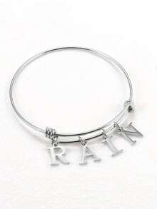 1pc Custom Letter Name Bracelet, Personalized Name Up To 7 Letters, Adjustable Expandable Pendant Letters, Stainless Steel Bracelet Jewelry Gifts, And Stylish Women's Bracelets, Jewelry Women, Mother's Day Gifts For Mom, Easter Gifts, Personalized Custom Bracelets (With Small Gift Box) - Multicolor - View 8