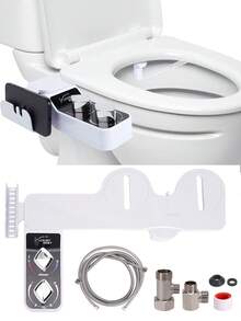 3-Mode Smart Bidet Toilet Attachment Adjustable Temperature Wash, Easy Install No-Electric Bidet With Feminine/Posterior Cleaning & Side Shelf - White - View 1