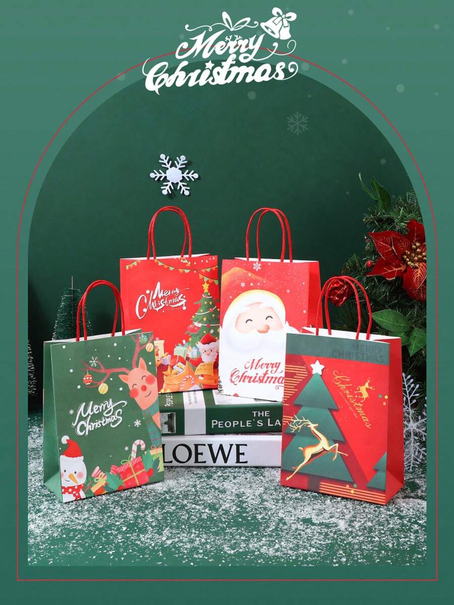 1 Stück/2 Stück Weihnachtsgeschenktüten, Weihnachtsabend Süßigkeiten Geschenktüten aus Kraftpapier, Weihnachtsdekoration, Weihnachtspyjamas, Weihnachtsgeschenke, Weihnachtsdekoration