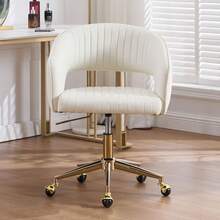 Chairus Adjustable Home Office Task Chair Chenille Computer Swivel Armchair Modern Open Back Desk Chair - White - View 8