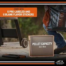 Traeger Grills BAC637 Stay Dry Pellet Storage Bin With Locking Lid 22lb Capacity Wood Pellet Container With Flavor Stickers Stackable Design Airtight Storage For Grill Pellets - như hình ảnh - Xem 3