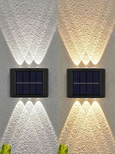 1 pieza Luz de pared solar con 4 LED/6 LED/8 LED, luz de escalera LED resistente al agua para exteriores, lámpara de pared decorativa moderna, adecuada para patio, jardín, césped, patio, entrada, valla, camino, decoración de regalo para Halloween, Navidad, Acción de Gracias