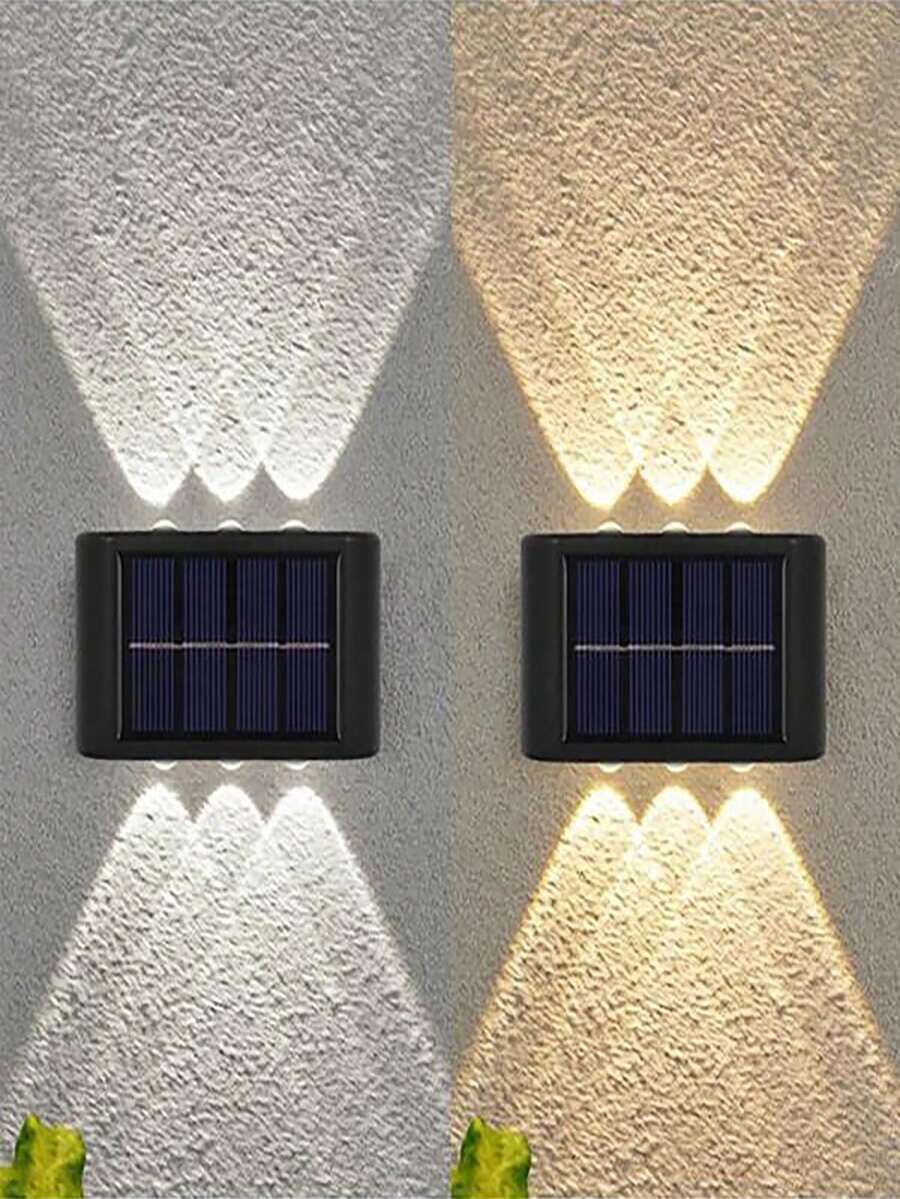 1/2/4件組 4LED/6LED/8LED 太陽能上下照壁燈，戶外防水LED階梯燈，現代裝飾壁燈，適用於戶外庭院、花園、草坪、露台、中庭、圍欄、車道、小徑裝飾燈，萬聖節、聖誕節、感恩節禮物