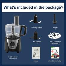 12-Cup Food Processor - 600W - 11 Speeds - Auto Cleaning - Time Settings, With S.S Chopping Blade/Kneading Blade/S.S Reversible Disc Slices And Shreds (Coarse/Fine)/S.S French Fries Disc - Vegetable Chopper For Minced, Shredded, Sliced, Meat Chopper For Chopped, Electric Dough Mixer For Kneaded,Baking, Shaved Ice Machine For Ice-Crushed, Ideal Gift For Kitchen Lovers, 4in 1 Food Chopper For Fruit/Meat/Nuts/Ice - 查看 10