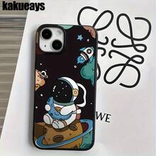 Funda protectora para phone con diseño de astronauta de dibujos animados (1 unidad), compatible con phone 16 Pro Max, 16, 15 Pro, 14, 14 Plus/14 Pro Max, 13, 13 Pro, 12 Pro, 11/11 Pro. Regalos para cumpleaños y fiestas. - Negro - Ver 3