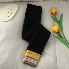 1pc Kids' Knitted Leggings, Warm Thermal Lined For Autumn/Winter, Colorful Striped Hem, Cute & Comfortable, Ideal For Daily Wear - Multicolor - View 22