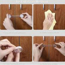 6/12PCS Child Locks Baby Lock Transparent Child Cupboard Door Lock For Fridge Cabinets Drawers Toilet Easy Install No Tools Needed - Multicolor - View 5