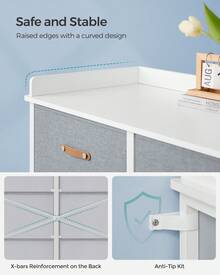 SONGMICS Kids Dresser With 6 Drawers, Boys Girls Dresser, With Water-Resistant Tabletop, Storage Organizer Cabinet, For Bedroom Hallway - Grey - View 5