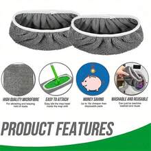 4/6/8 件优质超细纤维拖把布 - 可重复使用、可清洗，拖把布适用于高效的干湿清洁 - 强力弹性，绿色配白色松紧带，清洁配件 | 安全贴合设计 | 超细纤维质地