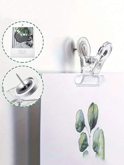 1-50pcs Clear Clip Push Pins,Push Pins Clips With Thumb Tacks Set Pins Multipurpose Tacks Pinning No Holes For School Art Work Projects On Cork Board Photo Documents On Bulletin Board Paper On Compartment Wall Without Hole