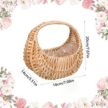 一套花童篮和白色花瓣 - 带衬里的编织篮，带提手的小型柳条篮，适合婚礼、婴儿派对装饰，可盛放白色花瓣、糖果、装饰品和礼物 - 小巧且可重复使用 - 彩色 - 查看 5