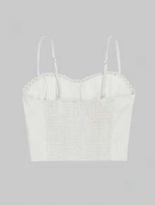Conjunto 2 piezas elegante unicolor para mujer de tela fresca y detalle tipo bordado de moda - Blanco - Ver 6