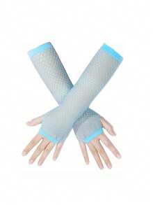 D EXCEED 1 双/4 件装女士露指渔网手套臂套 – 80 年代复古服装配饰 – 适用于 80 年代主题派对、舞蹈表演、舞台演出和圣诞节 - 彩色 - 查看 26