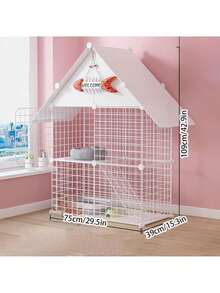 2-Tier Indoor Cat House With Litter Box, Spacious Cat Condo For Short Hair Cats - Multicolor - View 12