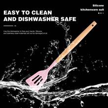 20PCS Silicone Stainless Steel Cooking Utensils-Multifunctional Kitchen Utensil Set, Wooden Handles Kitchen Gadgets Tools Set,Stainless Steel Kitchen Gadgets Accessories, Chef Knife Set,Perfect Kitchen Cooking Tools - Hồng - Xem 8