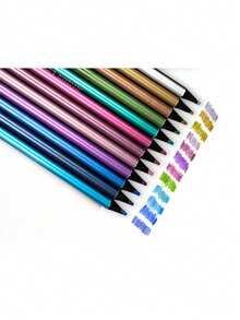 12/24 Stücke Metallisch schwarze Holzfarbstifte, kreative Kritzelei Stifte zum Malen, Graffiti und DIY handgefertigte künstlerische Minen