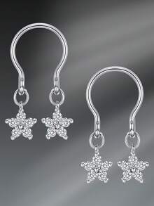 CIZME 2 Pcs/Set Sexy Stainless Steel Heart Star Adjustable Fake Nipple Rings Non-Piercing Nipple Rings Dangle Faux Nipple Rings Nipple Faux Nipple Rings Non Piercing Nipple Jewelry Faux Piercing Jewelry For Women For Daily Decoration - Fake Nipple Ring - View 14