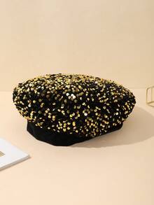 1 chiếc mũ nồi nhung đính sequin nhiều màu sắc dành cho nữ, phong cách thời trang Châu Âu và Mỹ dành cho biểu diễn sân khấu, tiệc tùng và sự kiện Ngày lễ tình nhân - sequin - Xem 19