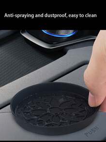 2pcs Crystal Studded Car Cup Holder Coasters, Round Silicone Anti-Slip Heat Insulation Mat, Car Accessories With Rhinestone Decor