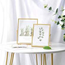1pc Nordic Geometric Metal Glass Photo Frame, Creative Plant Specimen Holder, Home Desktop Decoration, Handicrafts