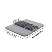 Rejilla plegable para secar platos, bandeja de drenaje para fregadero de cocina, alfombrilla absorbente para tazas, estantería de almacenamiento multifuncional, alfombrilla antideslizante para fregadero, esencial de cocina natural e higiénico para decoración del hogar y la cocina, parte de tus estilos acogedores de otoño e invierno y decoraciones navideñas - Gris - Ver 2