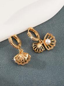 1 件夏日海滩风格耳环，甜美海星和长珍珠耳环，粉色贝壳吊坠 - 貝殼 - 查看 3